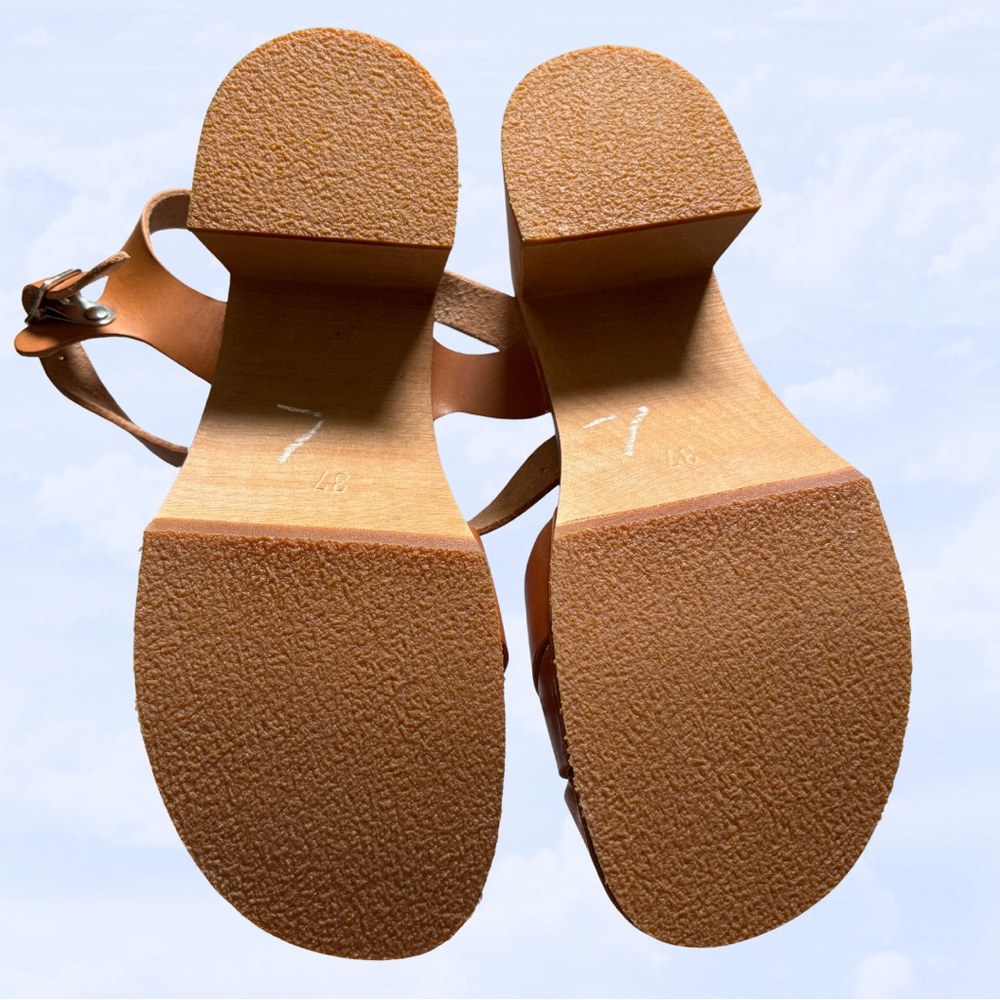 SWEDISH HASBEENS Clog Sandal 70s design EU 37/US 7 Buckled Mary Jane Leather - Picture 5 of 5